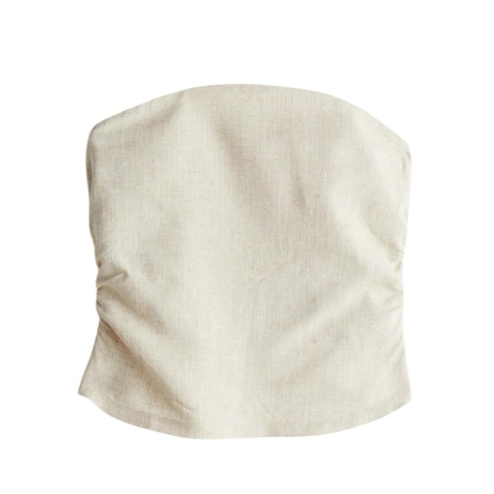 Light Beige Strapless Crop‎ Top